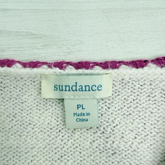 Sundance V-Neck Pullover Sweater Size L Petite Pink Boho Chic Paisley Floral - Picture 9 of 14